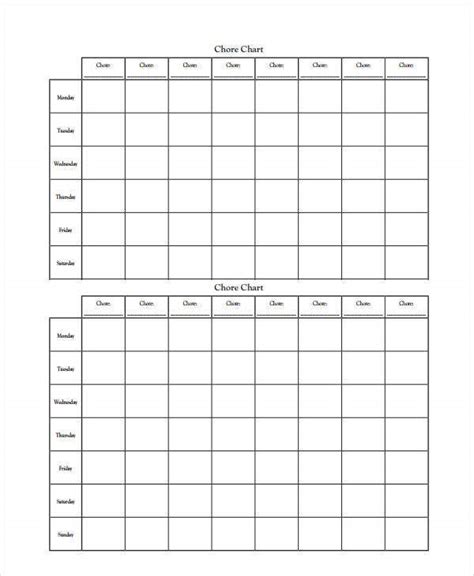 Monthly Chore Chart Template Excel Database
