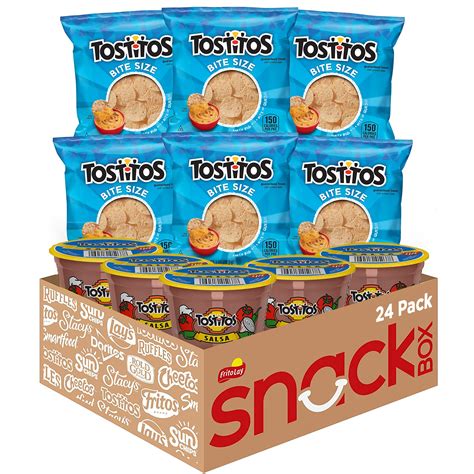 tostitos bite size rounds and salsa dip cups variety pack single serve portions 24 pack