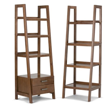 Simpli Home Sawhorse Solid Wood Ladder Shelf Bookcase