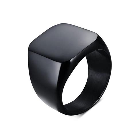 Men S Black Stainless Steel Ring Mannen Ringen Zegelring Grote Ringen