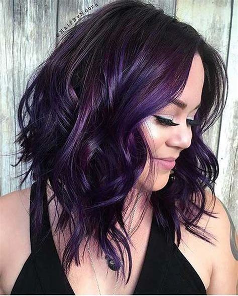 42 Popular Purple Color Hairstyle Ideas Fashionmoe Dark Purple Hair