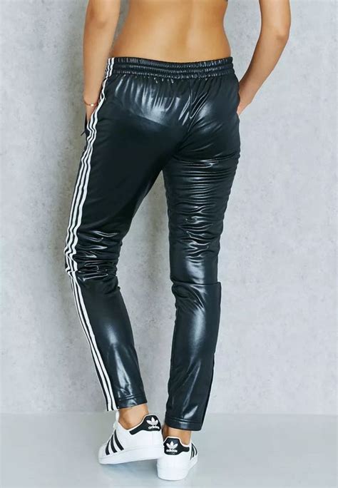 shop adidas originals black superstar track pants for women in saudi faux leather pants leather