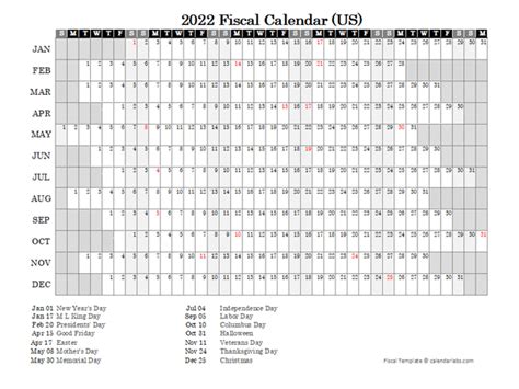 2022 Fiscal Calendar Usa Free Printable Templates