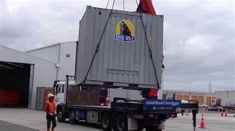 Crane Truck Delivery Of A 10ft Shipping Container Youtube