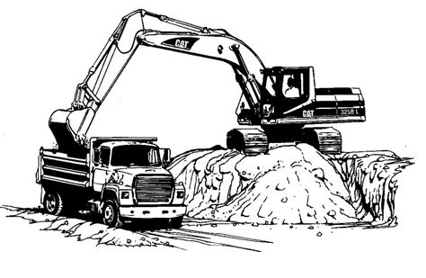 Caterpillar Excavator Coloring Page Coloring Book