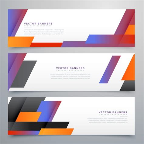 Free Vector Colorful Geometric Banners Set Background