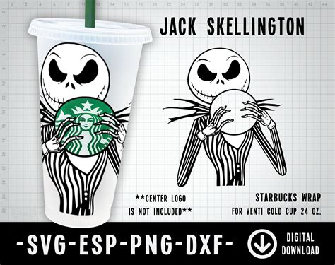 Skellington Starbucks Cold Cup Svg Full Wrap For Starbucks Venti Cold