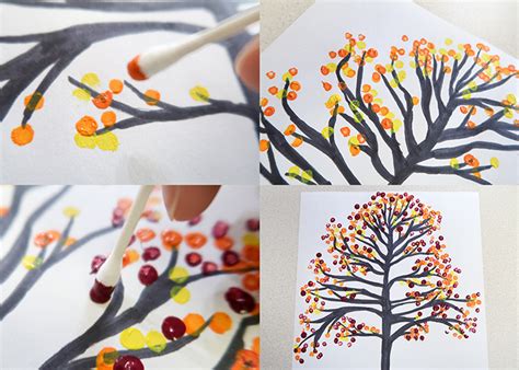 Autumn Tree Q Tip Painting Woo Jr Kids Activities Childrens