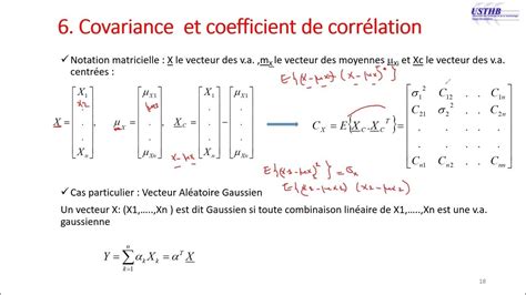 vecteurs aléatoires 5 coefficient de corrélation v a gaussien matrice de variance