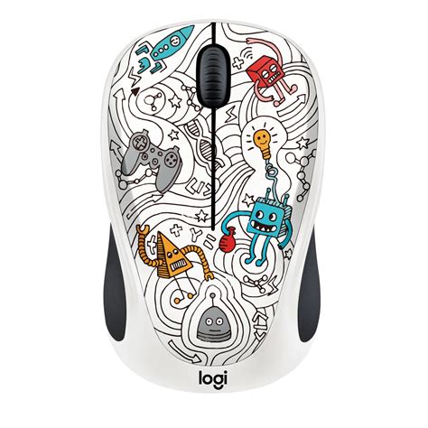 Mouse Wireless Logitech M238 Doodle Collection Techie White Emagro
