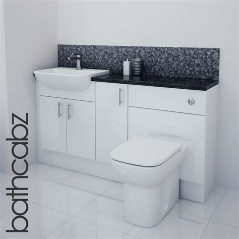 White Gloss Bathroom Fitted Furniture 1500mm Ebay