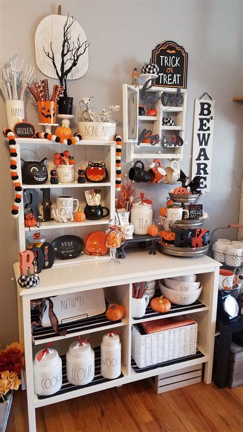 Spooky szn is for all of october! My Halloween coffee bar! ️🐱🎃💀 | Coffee bar, Hot coco bar