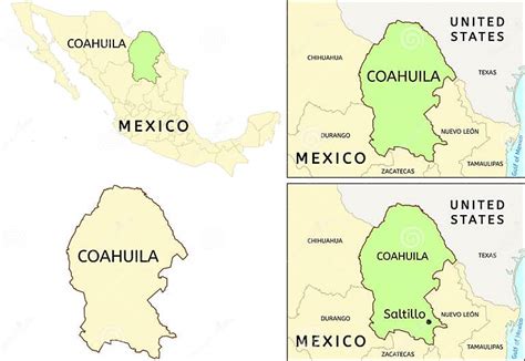 Coahuila State Location On Map Of Mexico Stock Vector Illustration Of