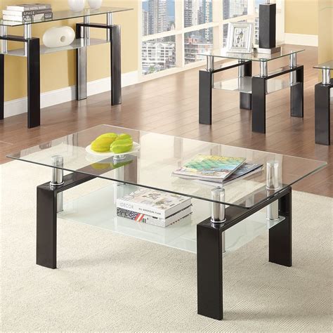 Coaster Glass Top Contemporary Coffee Table In Black Cymax Business