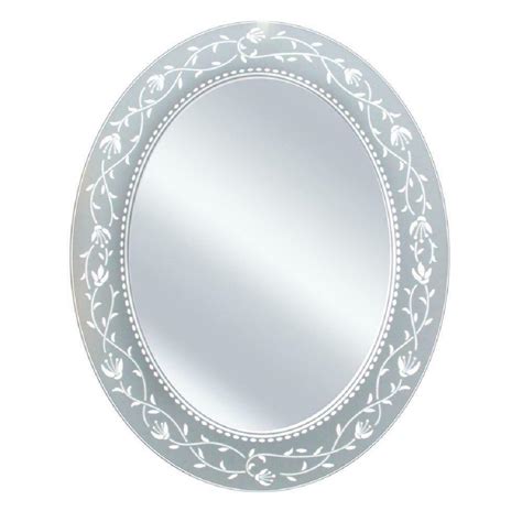 Flip on a switch to illuminate your appearance with a soft glow. Oval Mirror Bathroom Vanity Wall Mounted Frameless Etched ...