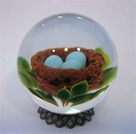 Robins Nest Marble By Elizabeth Johnston Art Glass Paperweight