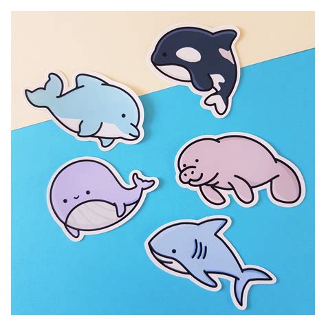 Cute Sea Creature Stickerpack Animal Stationary Glossy Etsy