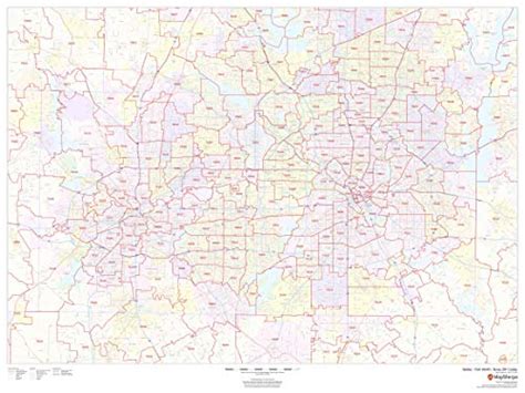 Dallas Fort Worth Texas Zip Codes 48 X 36 Laminated Wall Map