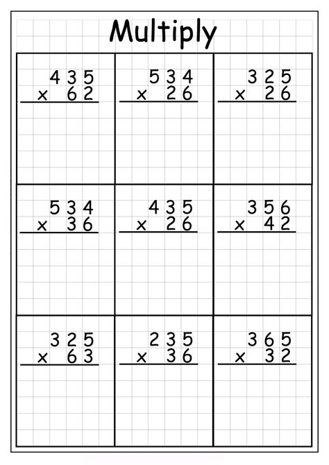 Multiplication Worksheet 3 Digits By 2 Digits