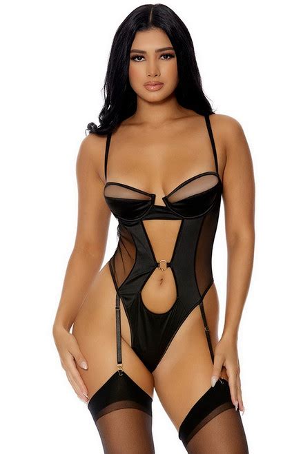 Black Satin And Mesh Lingerie Teddy Spicy Lingerie