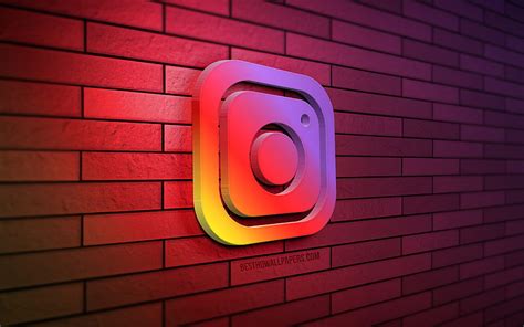 Instagram 3d Logo Rainbow Brickwall Creative Social Network