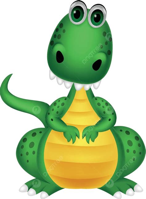 Cute Green Dragon Cartoon Childhood Funny Creature Vector Childhood