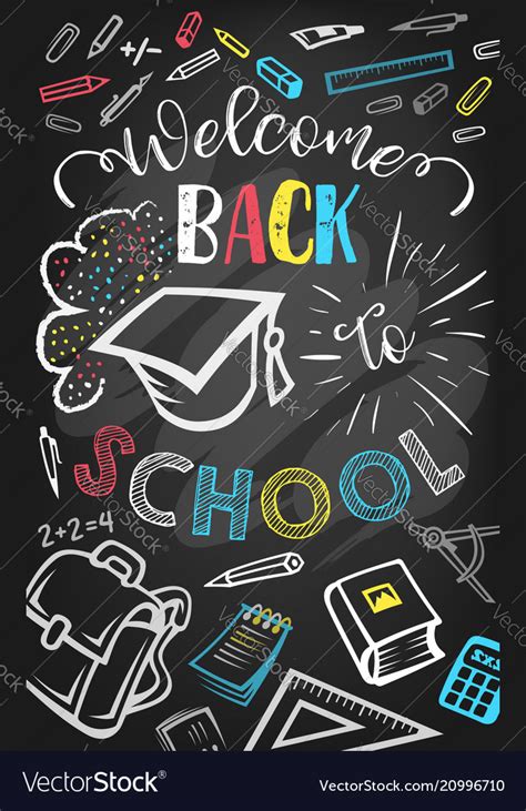 Welcome Back To School Greeting Poster Design Vector Image