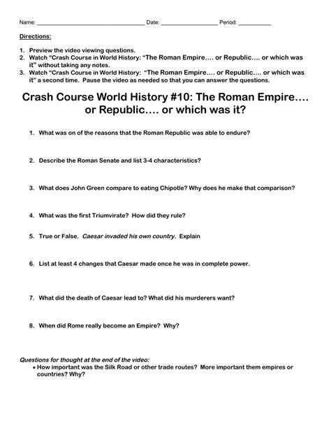 anne sheets crash course world history 10 worksheet answers