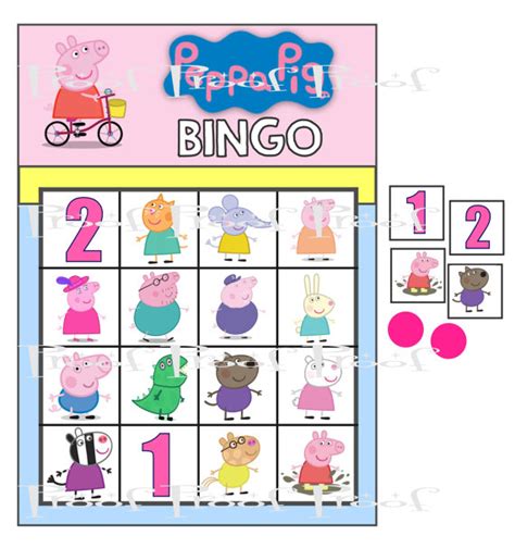 Peppa Pig Digital Birthday Party Bingo Game Diy Printable