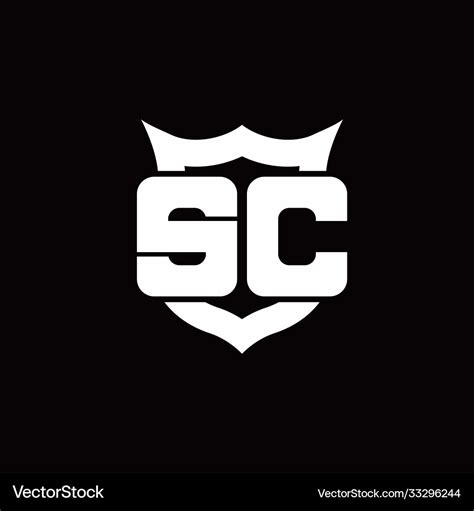Sc Logo Monogram With Shield Around Crown Shape Vector Image