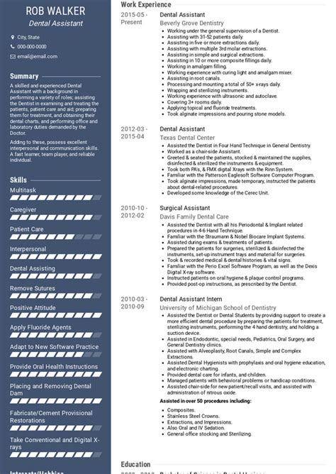 Dental Assistant Resume Examples Samples