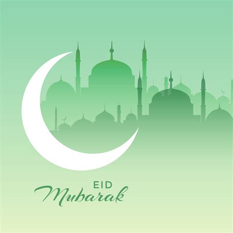 Beautiful Eid Mubarak Mosque Scene With Crescent Moon Download Free