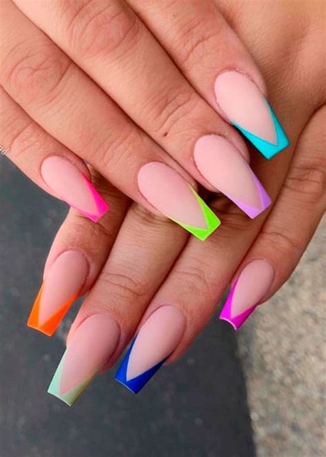 Colorful French Tip Nails Long Gino Brownlee
