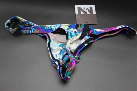 N2n Bodywear Men Purple Blue Funday Swim Thong G String Swimwear Size S