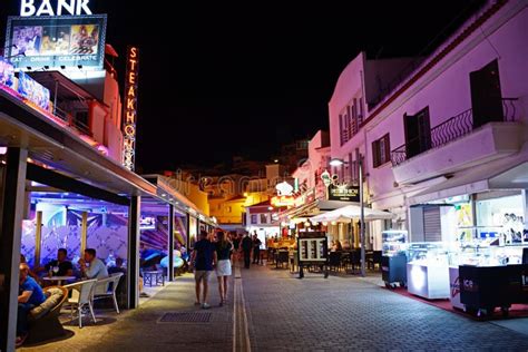 Bars In The Old Town At Night Albufeira Editorial Stock Image Image
