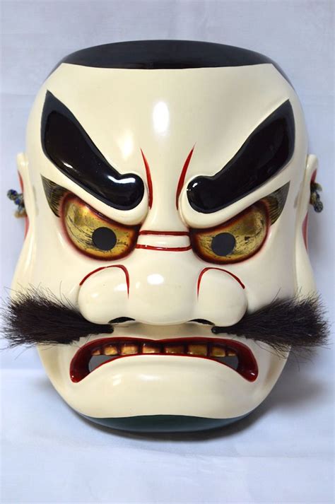 Japanese Traditional Mask Samurai Susanoh Demon Noh Kagura Kabuki