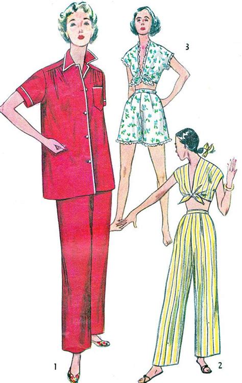 1950s Pajamas Pattern Simplicity 4312 Womens Pajamas Midriff Etsy