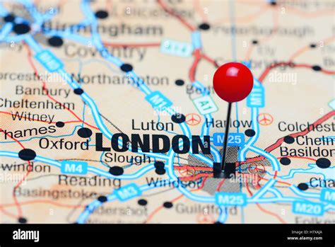 London Pinned On A Map Of Uk Stock Photo Alamy