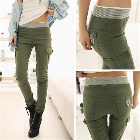 Womens Green Khaki Pants Pi Pants