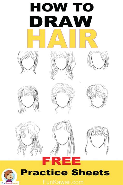 How to draw male hair styles. How to Draw Hair Anime Women- Free Printable Practice ...
