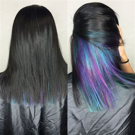 intro dm bb f c. Black, teal, & purple hair #underlights #hairbyjessq ...