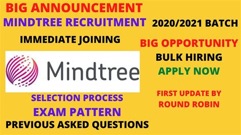 Mindtree Recruitment 2021 Exam Pattern Selection Process Mass
