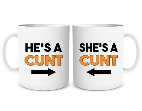 Funny Rude Novelty Coffee Mug Set Hes A Cnt Shes A Etsy