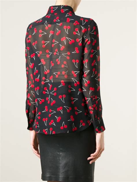 Lyst Saint Laurent Cherry Print Blouse In Red