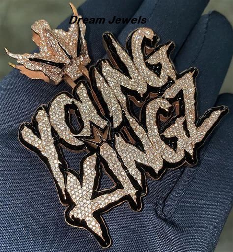 Custom Hand Made Letter Young Kingz Pendant Czmoissanite Etsy