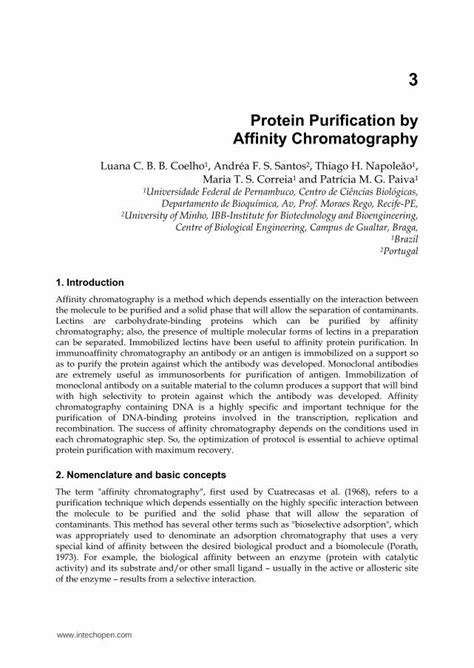 Pdf Protein Purification By Affinity Chromatography Chromatography