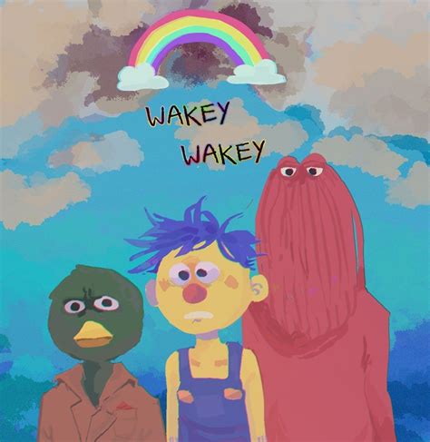 Two People Standing Next To Each Other With The Words Wakey Wacky Above