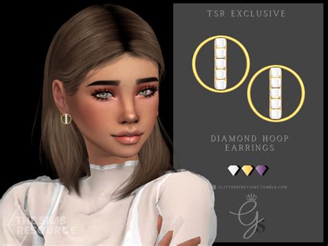 The Sims Resource Diamond Hoop Earrings