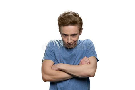 Angry Offended Young Guy With His Arms Folded Stock Photo Image Of