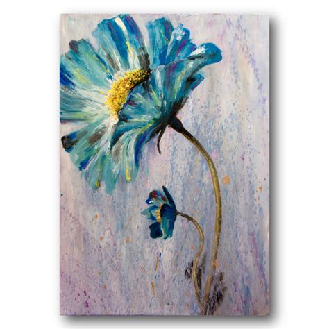 Blue Flower Painting Acrylic Floral Artwork Rich Colors An Etsy In